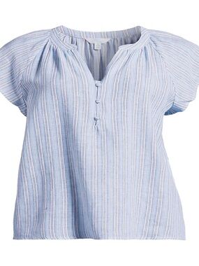 Time and Tru Blue and White Striped Sleeveless Top
